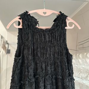 Club Monaco black smocked maxi dress